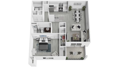 Floor plan for 1 bed, 1 bath, 779 sqft